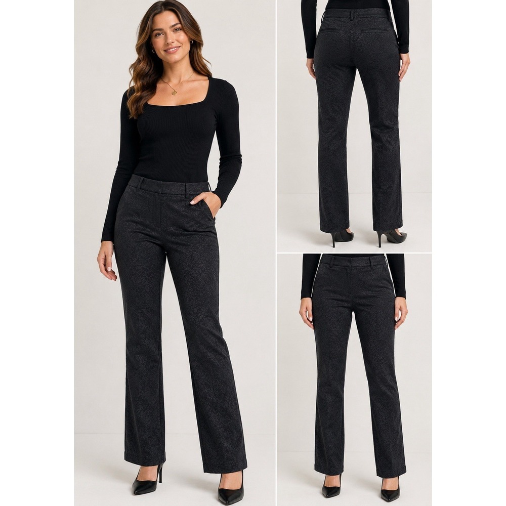 Old Navy The Diva Women's Size 12 Black Floral Paisley Stretch Dress Pants